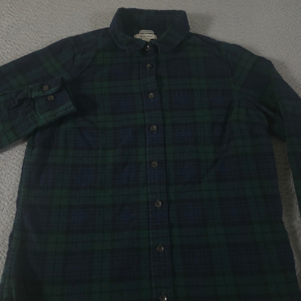 L.L. Bean Top Womens S Multi Scotch Plaid Slightly Fitted Flannel Shirt Cotton